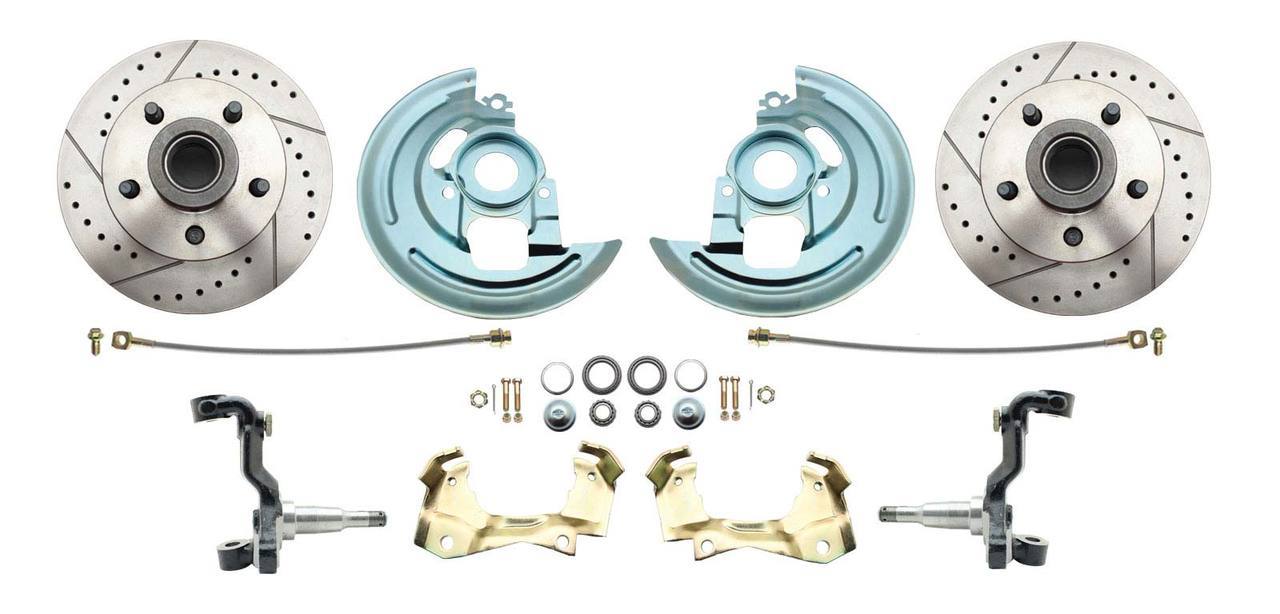 1964-1972 GM A Body (Chevelle, GTO, Cutlass) Stock Height Front Disc Brake Kit W/ Drilled & Slotted Rotors- NO CALIPERS