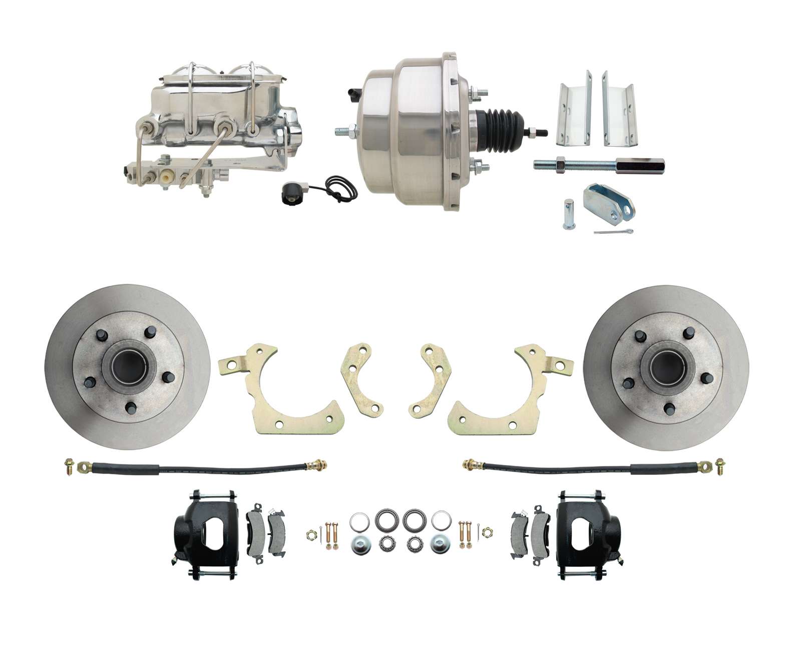 1955-1958 GM Full Size Disc Brake Kit W/ 8 Dual Stainless Steel Power Brake Booster Conversion Kit (Impala, Bel Air, Biscayne)