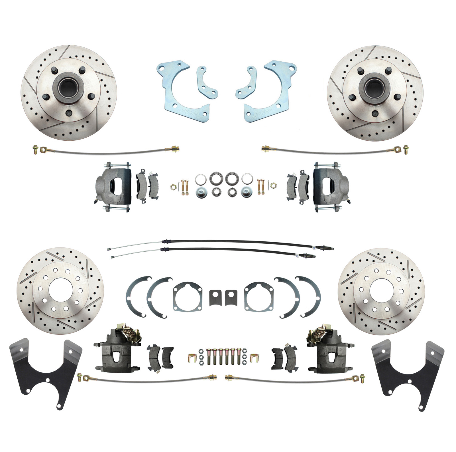 1959-1964 Full Size Chevy Complete Front & Rear Disc Brake Conversion Kit W/  Drilled/ Slotted Rotors