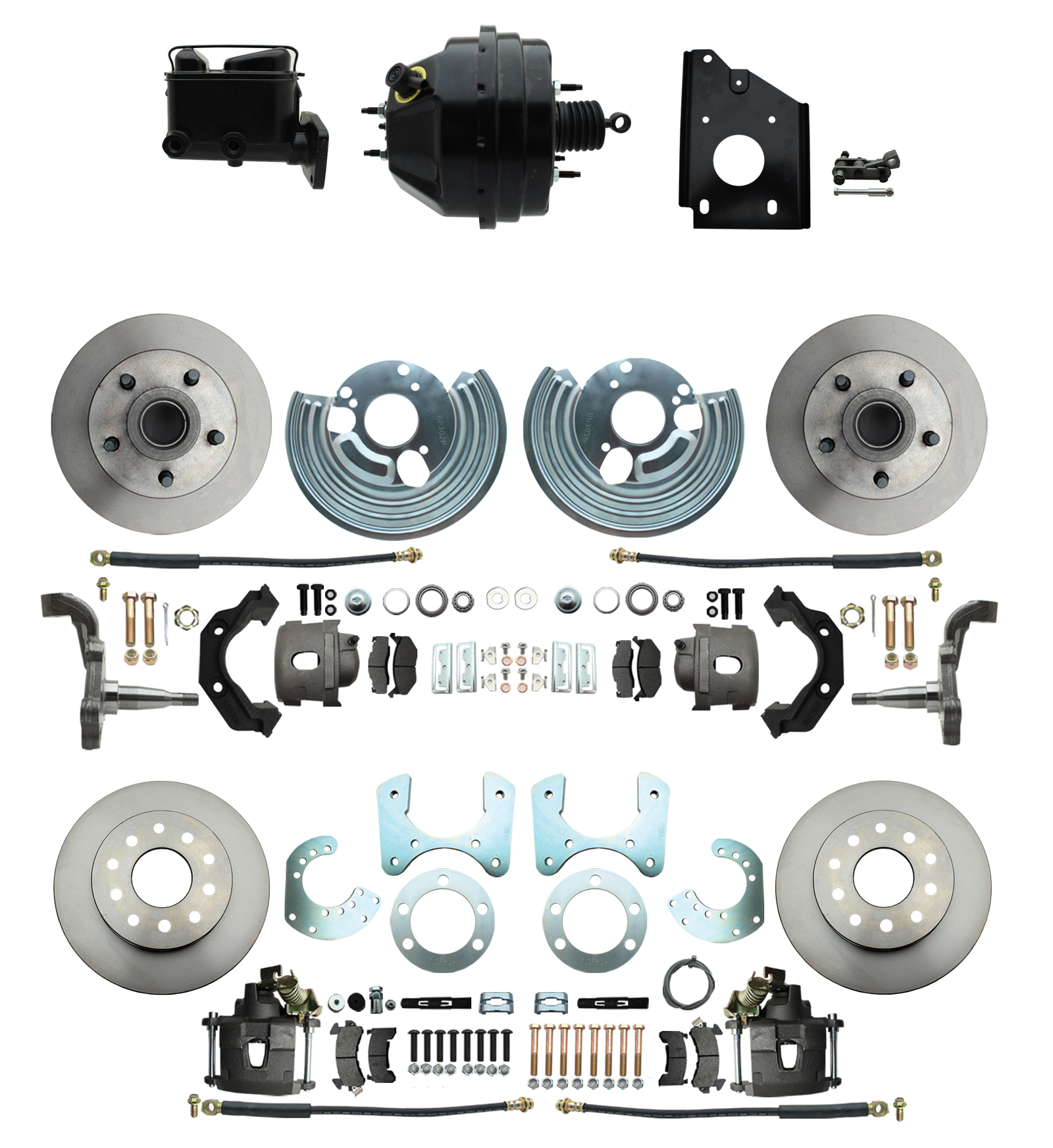 1966-1970 B Body Front & Rear Disc Brake Conversion Rotor Kit & O.E.M. Booster Conversion W/ Casting Number