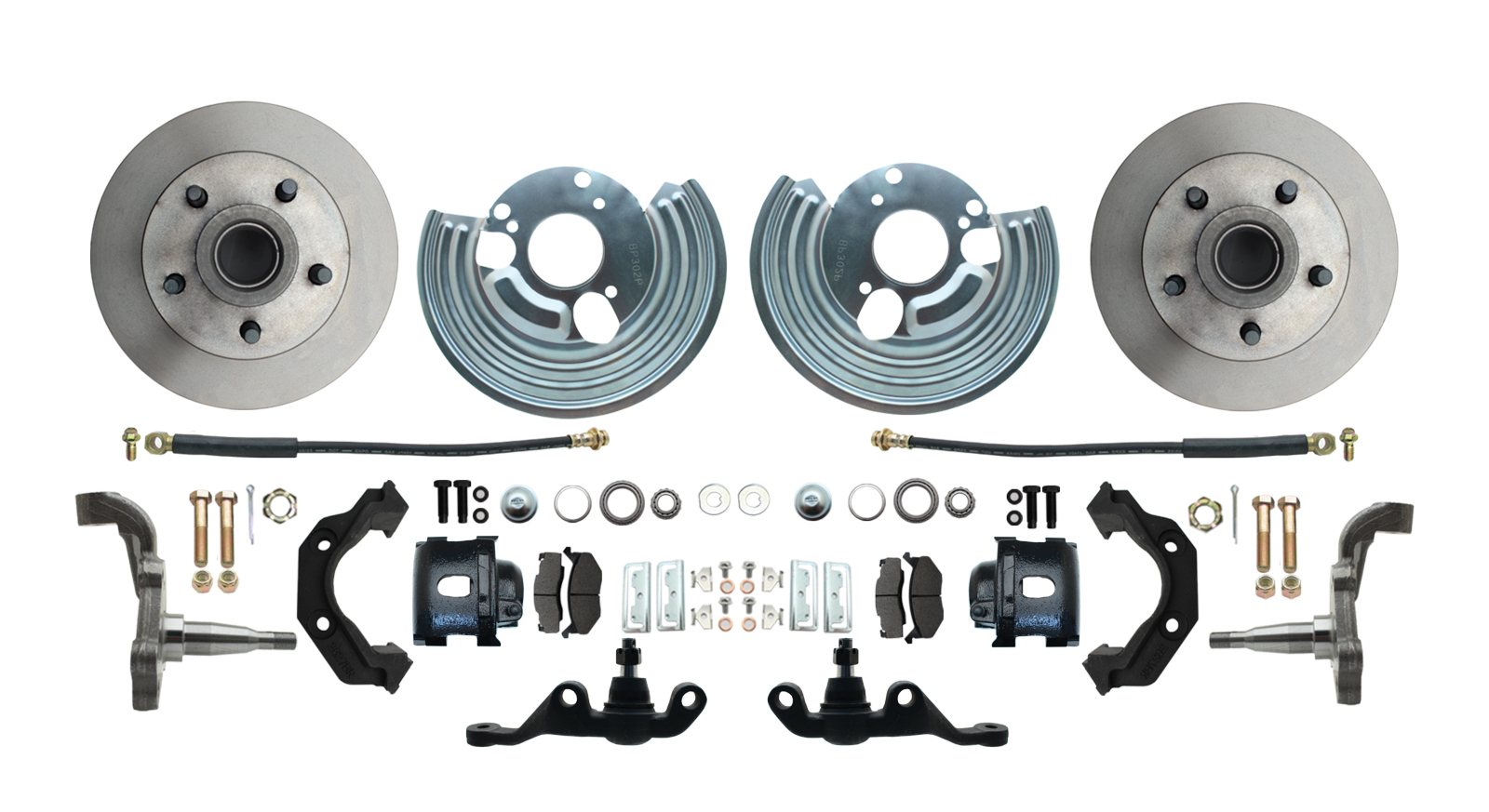 1962-1972 Mopar A Body Large Bolt Pattern Standard Disc Brake Conversion Kit W/ Powder Coated Black Calipers