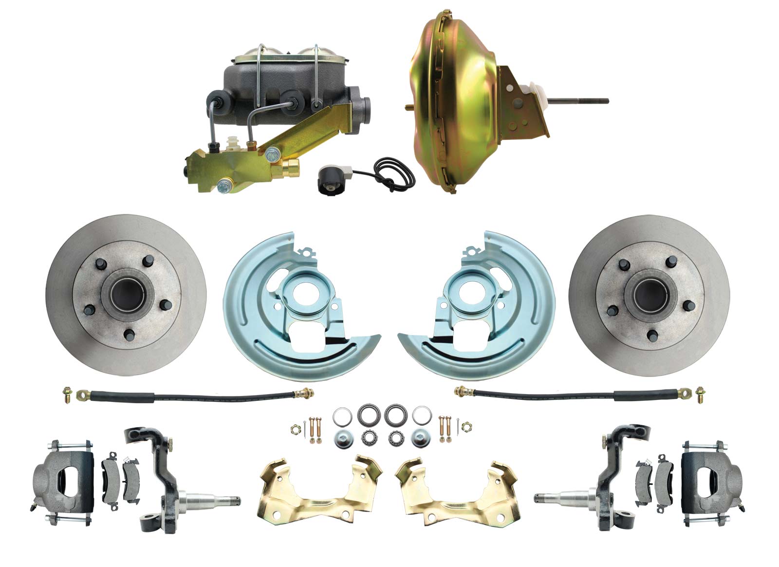 1964-1972 GM A Body Front Power Disc Brake Conversion Kit Standard Rotors W/ 11 Delco Stamped Booster Kit