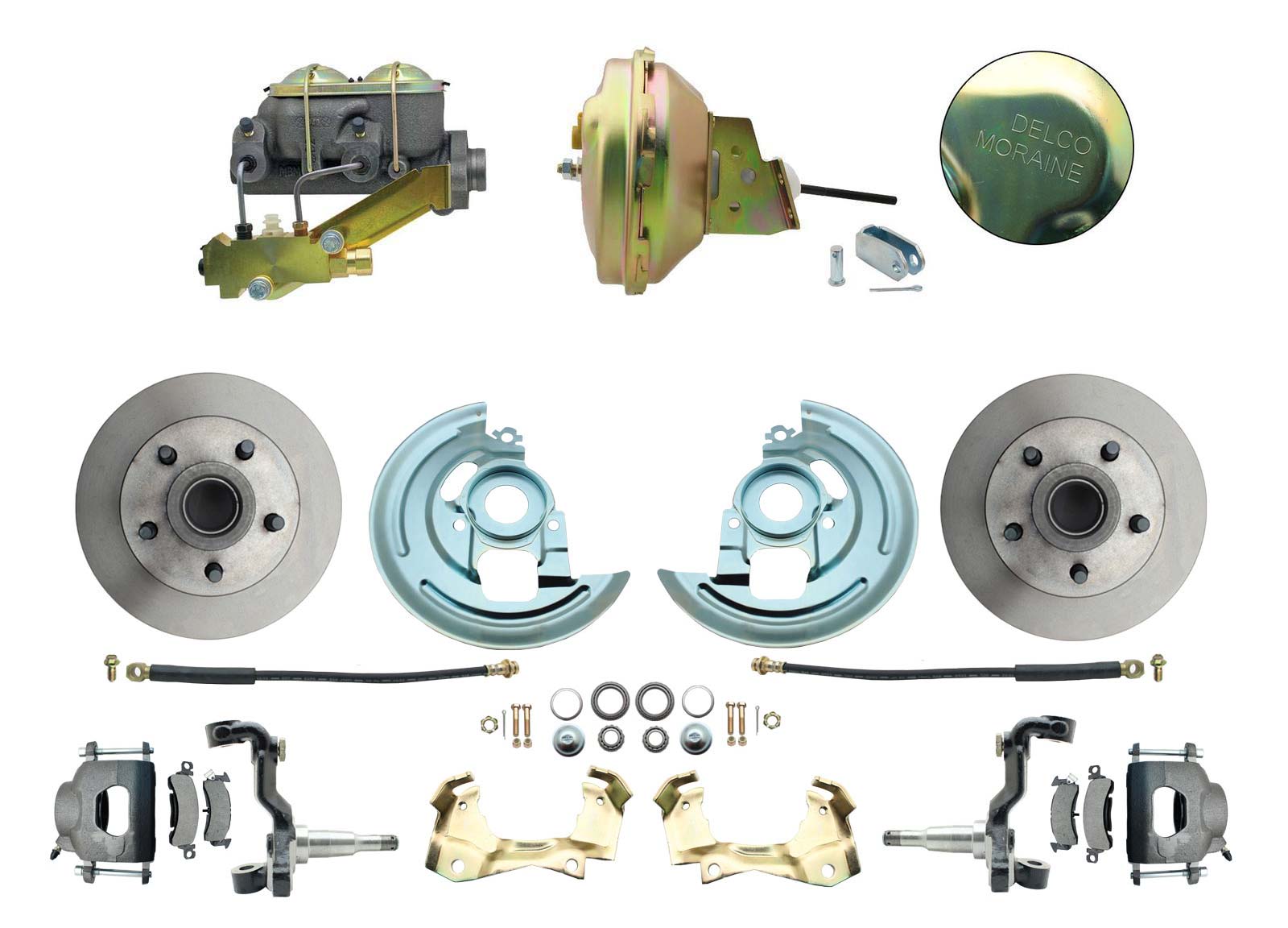 1964-1972 GM A Body Front Power Disc Brake Conversion Kit Standard Rotors W/ 9 Delco Stamped Booster Kit