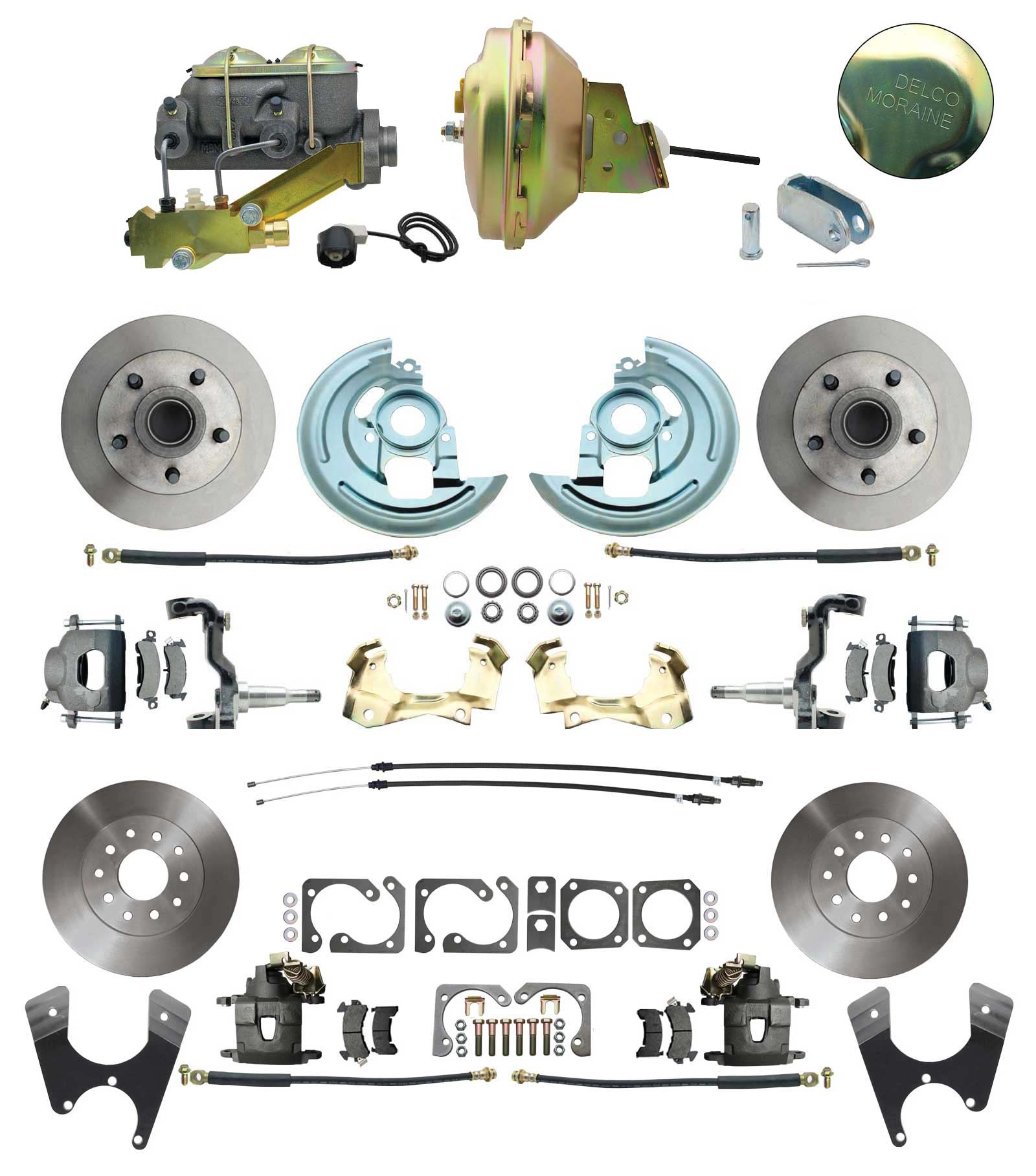 1964-1972 GM A Body Front & Rear Power Disc Brake Conversion Kit Standard Rotors W/ 9 Delco Stamped Booster Kit & Casting Number Master