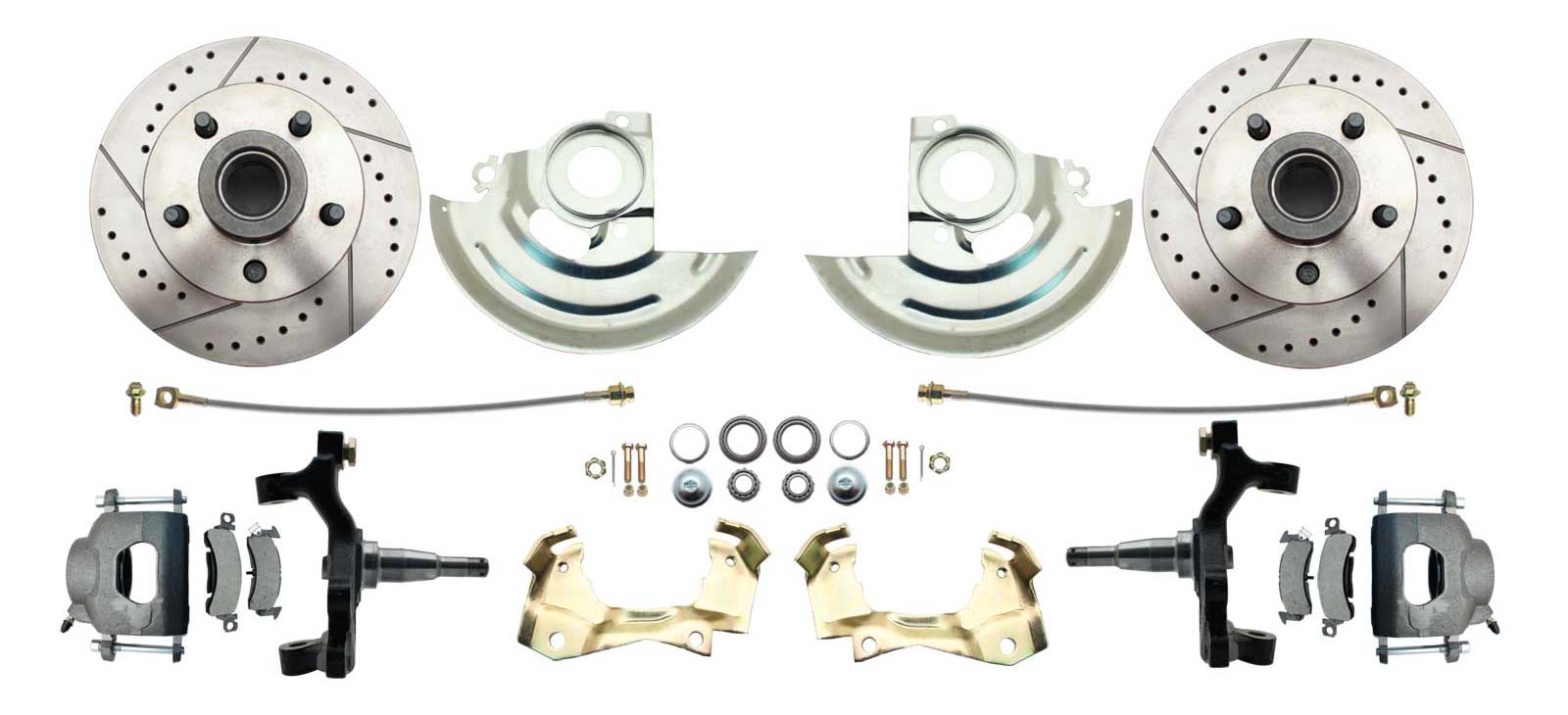 1964-1972 GM A Body (Chevelle, GTO, Cutlass) 2 Drop Front Disc Brake Kit W/ Drilled & Slotted Rotors