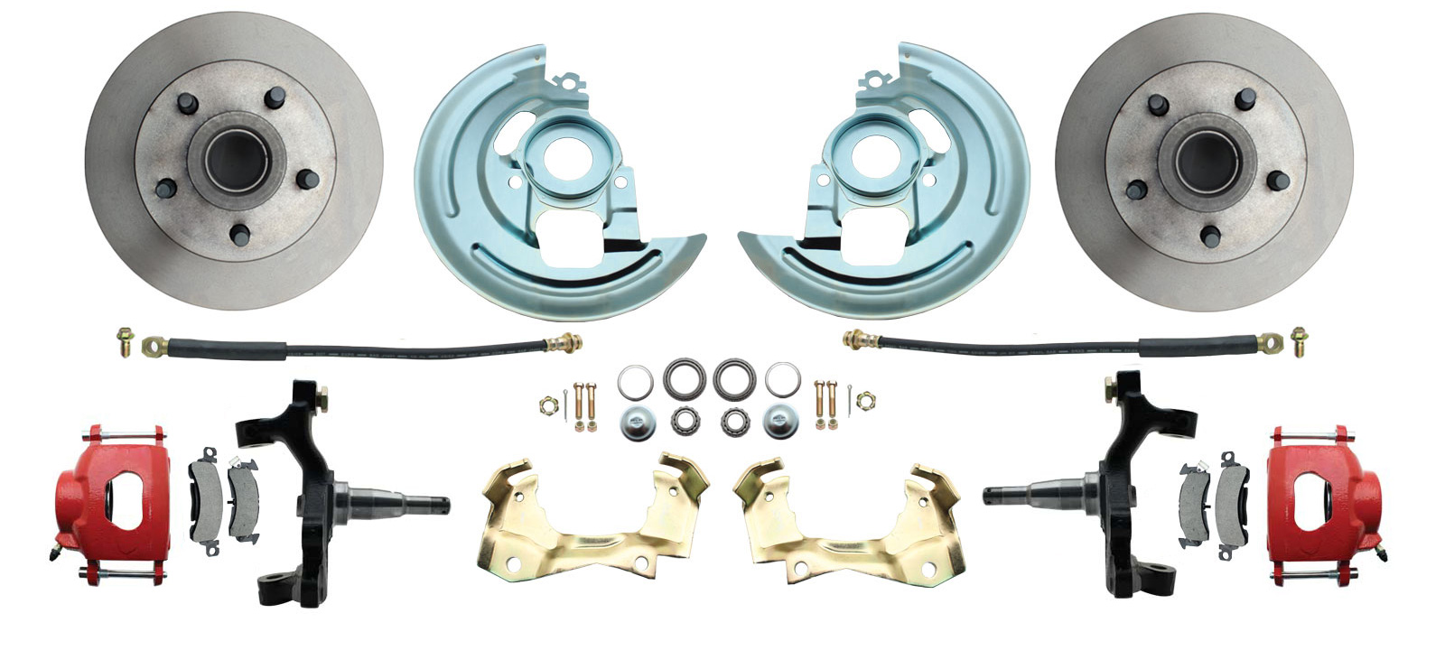 1964-1972 GM A Body (Chevelle, GTO, Cutlass) 2 Drop Front Disc Brake Kit Red Calipers