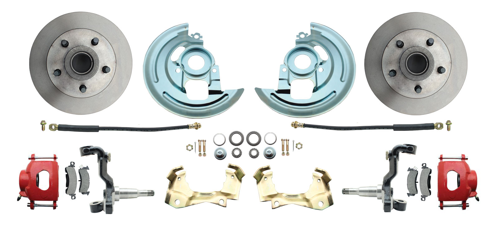 1964-1972 GM A Body (Chevelle, GTO, Cutlass) Stock Height Front Disc Brake Kit Red Calipers