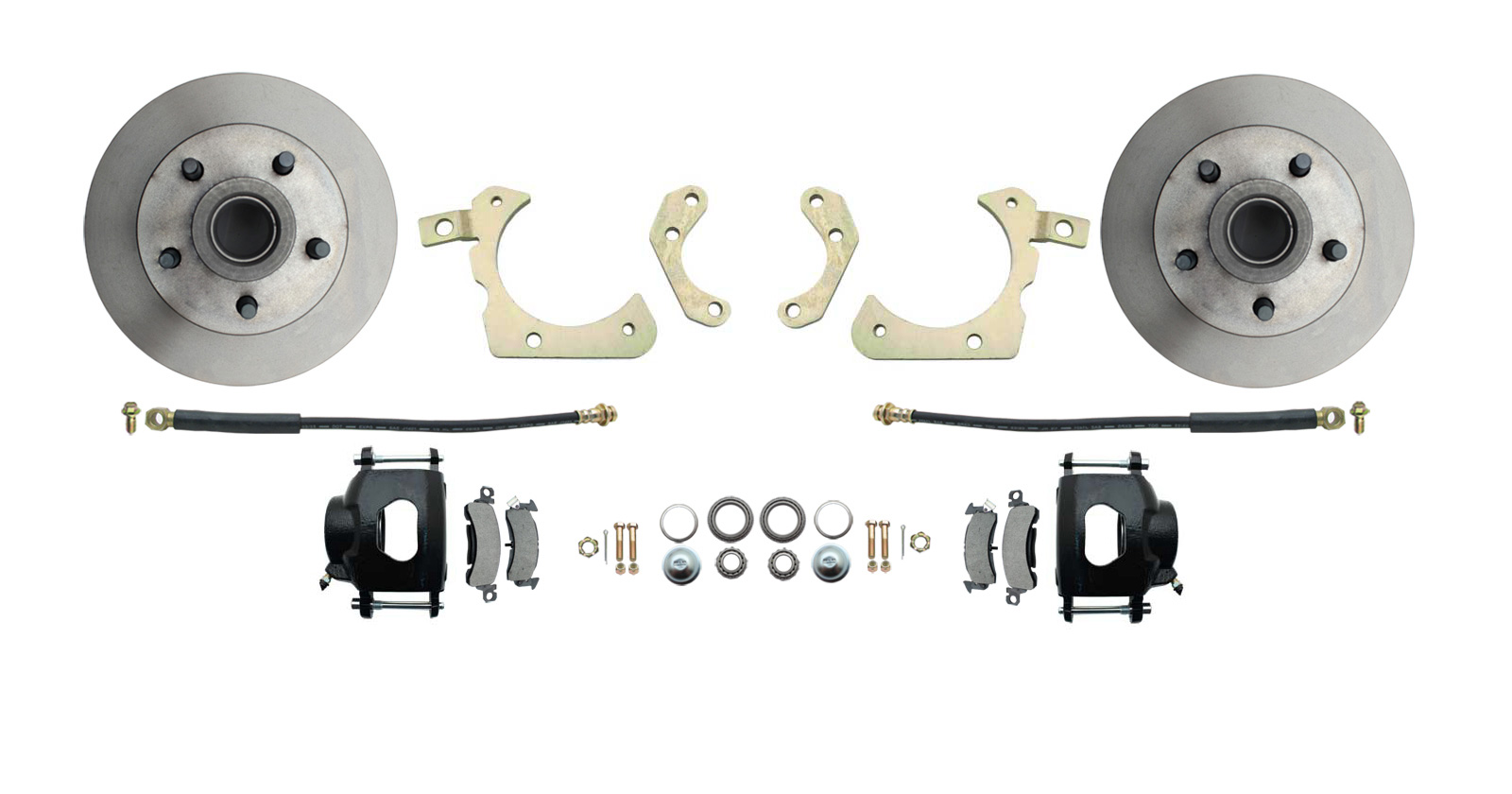 1965-1968 Full Size Chevy Complete Disc Brake Conversion Kit W/ Powder Coated Black Calipers