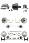 1955-1958 GM Full Size Front & Rear Power Disc Brake Kit (Impala,  Bel Air,  Biscayne) & 8" Dual Powder Coated Black Booster Conversion Kit W/ Aluminum Master Cylinder Bottom Mount Disc/ Disc Proportioning Valve Kit