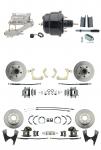 1955-1958 GM Full Size Front & Rear Power Disc Brake Kit (Impala,  Bel Air,  Biscayne) & 8" Dual Powder Coated Black Booster Conversion Kit W/ Chrome Flat Top Master Cylinder Left Mount Disc/ Disc Proportioning Valve Kit