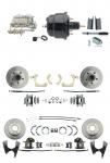 1955-1958 GM Full Size Front & Rear Power Disc Brake Kit (Impala,  Bel Air,  Biscayne) & 8" Dual Powder Coated Black Booster Conversion Kit W/ Chrome Master Cylinder Bottom Mount Disc/ Disc Proportioning Valve Kit