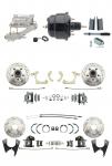 1955-1958 GM Full Size Disc Brake Kit Drilled/Slotted Rotors (Impala,  Bel Air,  Biscayne) & 8" Dual Powder Coated Black Booster Conversion Kit W/ Chrome Flat Top Master Cylinder Left Mount Disc/ Disc Proportioning Valve Ki