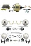 1955-1958 GM Full Size Front & Rear Power Disc Brake Kit Black Powder Coated Calipers Drilled/Slotted Rotors (Impala,  Bel Air,  Biscayne) & 8" Dual Zinc Booster Conversion Kit W/ Cast Iron Master Cylinder Bottom Mount Dis