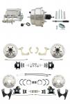 1955-1958 GM Full Size Front & Rear Power Disc Brake Kit Black Powder Coated Calipers Drilled/Slotted Rotors (Impala,  Bel Air,  Biscayne) & 8" Dual Chrome Booster Conversion Kit W/ Flat Top Chrome Master Cylinder Bottom M