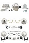 1955-1958 GM Full Size Front & Rear Power Disc Brake Kit Black Powder Coated Calipers Drilled/Slotted Rotors (Impala,  Bel Air,  Biscayne) & 8" Dual Chrome Booster Conversion Kit W/ Flat Top Chrome Master Cylinder Left Mou