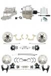 1955-1958 GM Full Size Front & Rear Power Disc Brake Kit Black Powder Coated Calipers Drilled/Slotted Rotors (Impala,  Bel Air,  Biscayne) & 8" Dual Stainless Steel Booster Conversion Kit W/ Chrome Flat Top Master Cylinder