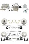 1955-1958 GM Full Size Front & Rear Power Disc Brake Kit Black Powder Coated Calipers Drilled/Slotted Rotors (Impala,  Bel Air,  Biscayne) & 8" Dual Stainless Steel Conversion Kit W/ Chrome Master Cylinder Bottom Mount Dis