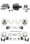 1955-1958 GM Full Size Front & Rear Power Disc Brake Kit Black Powder Coated Calipers Drilled/Slotted Rotors (Impala,  Bel Air,  Biscayne) & 8" Dual Powder Coated Black Booster Conversion Kit W/ Aluminum Master Cylinder Bo
