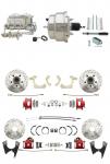 1955-1958 GM Full Size Front & Rear Power Disc Brake Kit Red Powder Coated Calipers Drilled/Slotted Rotors (Impala,  Bel Air,  Biscayne) & 8" Dual Stainless Steel Conversion Kit W/ Chrome Master Cylinder Bottom Mount Disc/