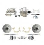 1959-1964 GM Full Size Front Disc Brake Kit (Impala,  Bel Air,  Biscayne) & 8" Dual Chrome Booster Conversion Kit W/ Chrome Master Cylinder Bottom Mount Disc/ Drum Proportioning Valve Kit