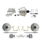 1959-1964 GM Full Size Front Disc Brake Kit (Impala,  Bel Air,  Biscayne) & 8" Dual Chrome Booster Conversion Kit W/ Chrome Master Cylinder Left Mount Disc/ Drum Proportioning Valve Kit