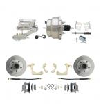 1959-1964 GM Full Size Front Disc Brake Kit (Impala,  Bel Air,  Biscayne) & 8" Dual Stainless Steel Booster Conversion Kit W/ Chrome Flat Top Master Cylinder Left Mount Disc/ Drum Proportioning Valve Kit