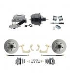 1959-1964 GM Full Size Front Disc Brake Kit (Impala,  Bel Air,  Biscayne) & 8" Dual Powder Coated Black Booster Conversion Kit W/ Aluminum Master Cylinder Left Mount Disc/ Drum Proportioning Valve Kit