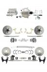 1959-1964 GM Full Size Front & Rear Power Disc Brake Kit (Impala,  Bel Air,  Biscayne) & 8" Dual Chrome Booster Conversion Kit W/ Flat Top Chrome Master Cylinder Bottom Mount Disc/ Drum Proportioning Valve Kit