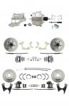 1959-1964 GM Full Size Front & Rear Power Disc Brake Kit (Impala,  Bel Air,  Biscayne) & 8" Dual Chrome Booster Conversion Kit W/ Flat Top Chrome Master Cylinder Left Mount Disc/ Drum Proportioning Valve Kit