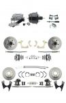 1959-1964 GM Full Size Front & Rear Power Disc Brake Kit (Impala,  Bel Air,  Biscayne) & 8" Dual Powder Coated Black Booster Conversion Kit W/ Aluminum Master Cylinder Left Mount Disc/ Drum Proportioning Valve Kit