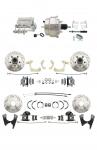 1959-1964 GM Full Size Disc Brake Kit Drilled/Slotted Rotors (Impala,  Bel Air,  Biscayne) & 8" Dual Chrome Booster Conversion Kit W/ Flat Top Chrome Master Cylinder Bottom Mount Disc/ Drum Proportioning Valve Kit
