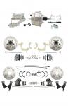 1959-1964 GM Full Size Disc Brake Kit Drilled/Slotted Rotors (Impala,  Bel Air,  Biscayne) & 8" Dual Stainless Steel Booster Conversion Kit W/ Chrome Flat Top Master Cylinder Left Mount Disc/ Drum Proportioning Valve Kit