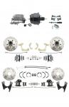 1959-1964 GM Full Size Disc Brake Kit Drilled/Slotted Rotors (Impala,  Bel Air,  Biscayne) & 8" Dual Powder Coated Black Booster Conversion Kit W/ Aluminum Master Cylinder Bottom Mount Disc/ Drum Proportioning Valve Kit