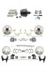 1959-1964 GM Full Size Disc Brake Kit Drilled/Slotted Rotors (Impala,  Bel Air,  Biscayne) & 8" Dual Powder Coated Black Booster Conversion Kit W/ Chrome Flat Top Master Cylinder Bottom Mount Disc/ Drum Proportioning Valve