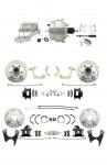 1959-1964 GM Full Size Front & Rear Power Disc Brake Kit Black Powder Coated Calipers Drilled/Slotted Rotors (Impala,  Bel Air,  Biscayne) & 8" Dual Chrome Booster Conversion Kit W/ Chrome Master Cylinder Left Mount Disc/
