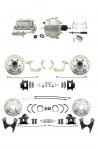 1959-1964 GM Full Size Front & Rear Power Disc Brake Kit Black Powder Coated Calipers Drilled/Slotted Rotors (Impala,  Bel Air,  Biscayne) & 8" Dual Stainless Steel Conversion Kit W/ Chrome Master Cylinder Bottom Mount Dis