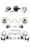 1959-1964 GM Full Size Front & Rear Power Disc Brake Kit Black Powder Coated Calipers Drilled/Slotted Rotors (Impala,  Bel Air,  Biscayne) & 8" Dual Powder Coated Black Booster Conversion Kit W/ Aluminum Master Cylinder Le