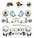 1962-1967 Nova Power Front & Rear Disc Brake Conversion Drilled Slotted Rotors Kit W/ 9" 3 Stud Booster