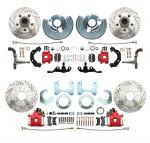 1962-1972 Mopar A Body Large Bolt Pattern High Performance Disc Brake Conversion Kit W/ Powder Coated Red Calipers