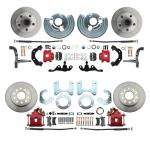 1962-1972 Mopar A Body Large Bolt Pattern Standard Disc Brake Conversion Kit W/ Powder Coated Red Calipers