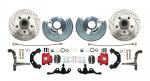 1962-1972 Mopar A Body Large Bolt Pattern Standard Disc Brake Conversion Kit W/ Powder Coated Red Calipers