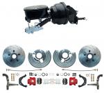 DBK6272LXRB-BB-MP-401 - 1962-1972 Mopar B-Body & E-Body High Performance Big Brake Kit W/ Powder Coated Red Calipers & Wilwood Style Booster Kit