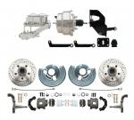 1962-1972 Mopar B & E Body  Front Disc Brake Conversion Kit W/ Drilled & Slotted Rotors ( Charger,  Challenger,  Coronet) W/ 8" Dual Chrome Booster Conversion Kit W/ Flat Top Chrome Master Cylinder & Left Mount Proportioning Valve Kit