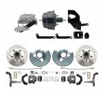 1962-72 Mopar B&E Body Front Disc Brake Conversion Kit W/ Drilled & Slotted Rotors ( Charger,  Challenger,  Coronet) W/ 8" Dual Powder Coated Black Booster Conversion Kit W/ Aluminum Dual Bail Master Cylinder & Proportioning Valve Kit