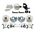 1962-72 Mopar B&E Body  Front  Disc Brake Conversion Kit W/ Drilled & Slotted Rotors & Powder Coated Black Calipers ( Charger,  Challenger,  Coronet) W/ 8" Dual Chrome Booster Conversion Kit W/ Flat Top Chrome Master Cylinder & Valve
