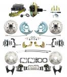 1964-1972 GM A Body Front & Rear Power Disc Brake Conversion Kit Drilled & Slotted Rotors W/ W/ 9" Dual Zinc Booster Kit