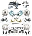 1964-1972 GM A Body Front & Rear Power Disc Brake Conversion Kit Drilled/ Slotted Rotors W/ 9" Chrome Booster Kit