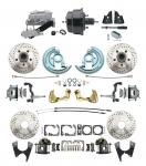 1964-1972 GM A Body Front & Rear Power Disc Brake Conversion Kit Drilled & Slotted Rotors W/ 8" Dual Powder Coated Black Booster Kit
