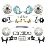 1964-1972 GM A Body (Chevelle,  GTO,  Cutlass) Stock Height Front & Rear Disc Brake Kit W/ Drilled & Slotted Rotors Black Calipers
