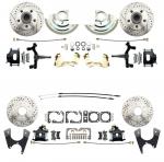 1964-1972 GM A Body (Chevelle,  GTO,  Cutlass) 2" Drop Front & Rear Disc Brake Kit W/ Drilled & Slotted Rotors Black Calipers